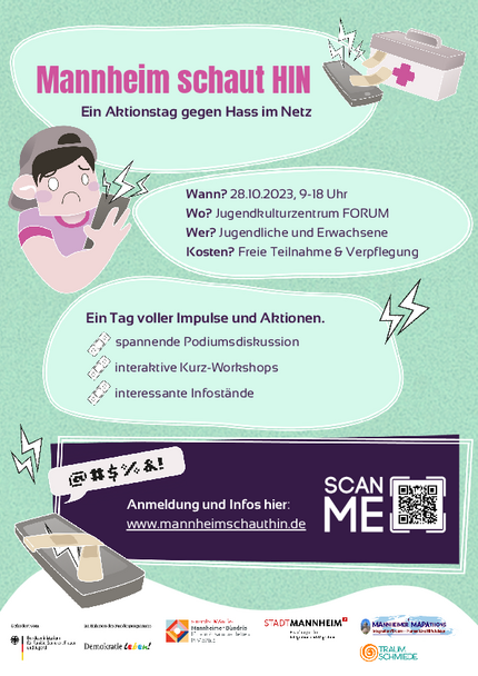 Flyer "Erster Mannheimer Aktionstag gegen Hass im Netz"